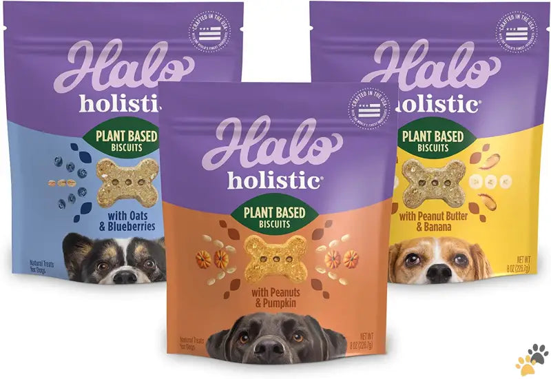 Halo Vegan Dog Treats - Variety Pack / 8 Ounce (pack of 3) - Plant-based Dog Treats Variety Pack Oats & Blueberries