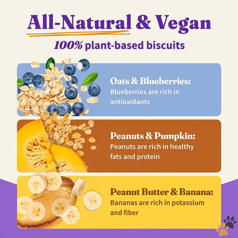 Halo Vegan Dog Treats - Variety Pack / 8 Ounce (pack of 3) - Plant-based Dog Treats Variety Pack Oats & Blueberries