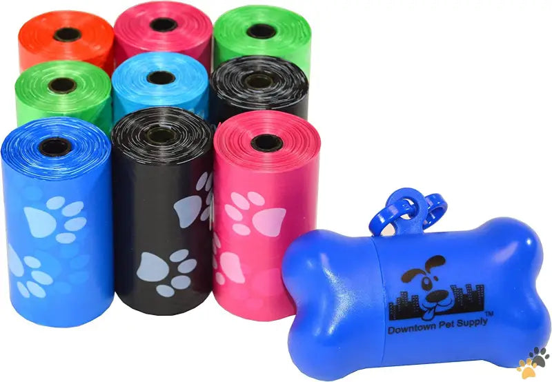 Large Dog Poop Bags Leakproof - Rainbow with Paw Prints / 180 Count (pack of 1) - Poop Bags for Dogs with Dispenser 180