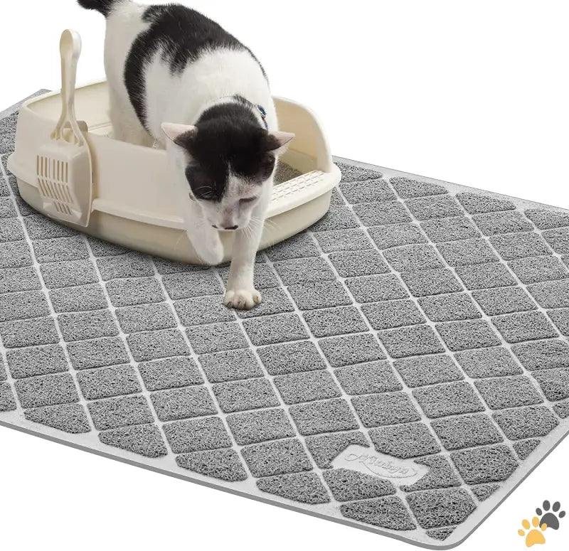 Large Cat Litter Mat - Grey / 35’’ x 23’’ - Premium Cat Litter Mat Litter Box Mat with Non-slip and Waterproof