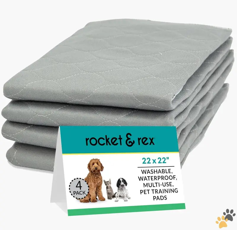 Rocket & Rex Washable Pee Pads - Medium (22 x 22’’) / 4-pack - Premium Washable Pee Pads for Dogs | Reusable Puppy