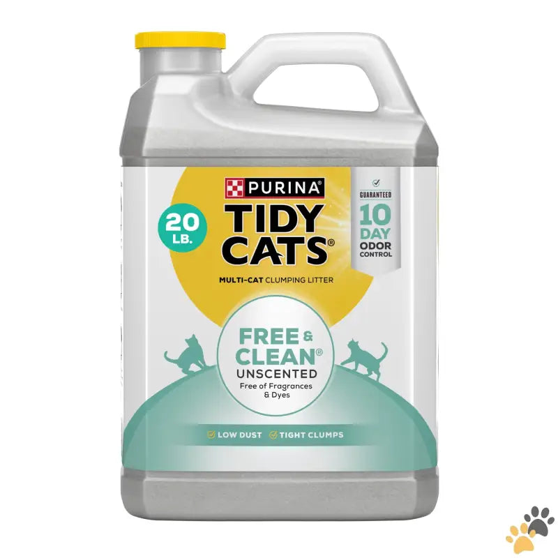 Purina Tidy Cats Clumping Litter Odor Control - 20.0 Lbs - Purina Free & Clean Unscented Cat Litter Scoopable Low Dust