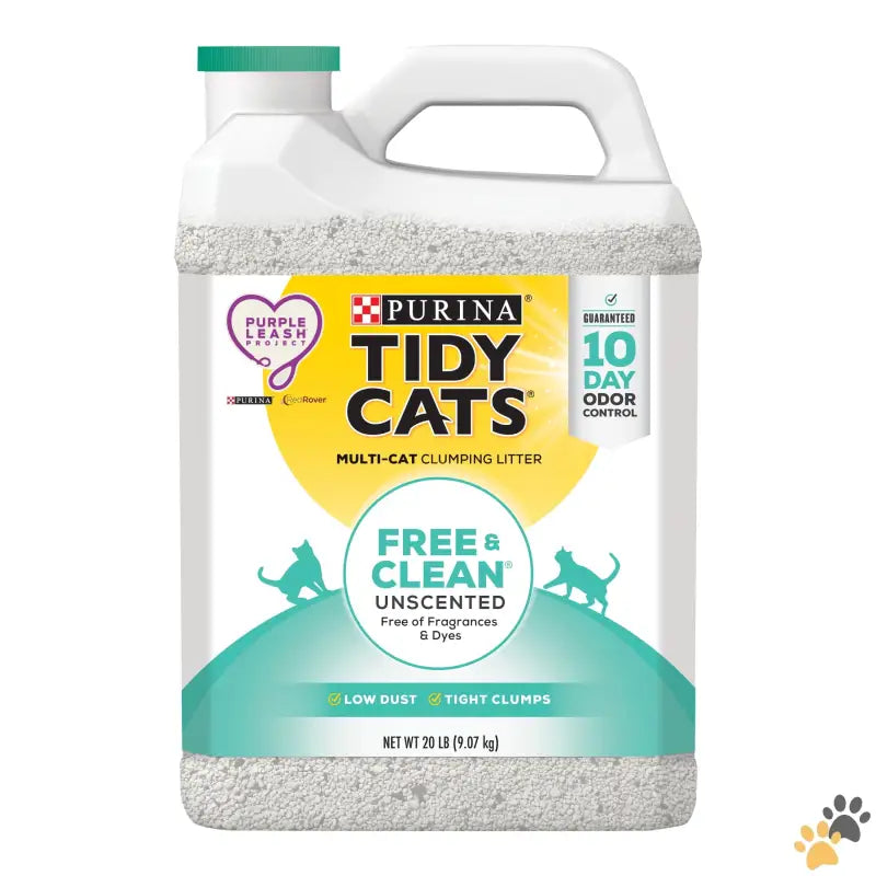 Purina Tidy Cats Clumping Litter Odor Control - 20.0 Lbs - Purina Free & Clean Unscented Cat Litter Scoopable Low Dust