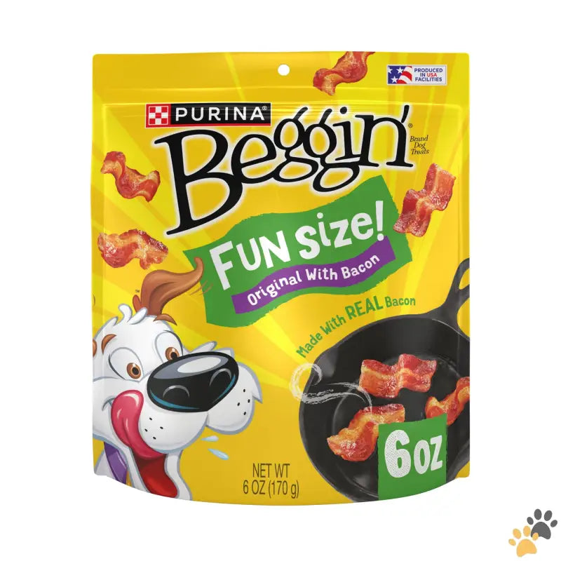 Purina Beggin Fun Size Dog Treats - Purina Strips Small Dog Treats Fun Size Original with Bacon Flavor Tender Chews 6