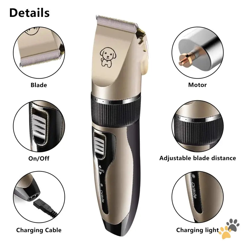 Rechargeable Cordless Pet Grooming Kit - Rechargeable Cordless Pet Shaver,low Noise Dog Clippers with Scissor