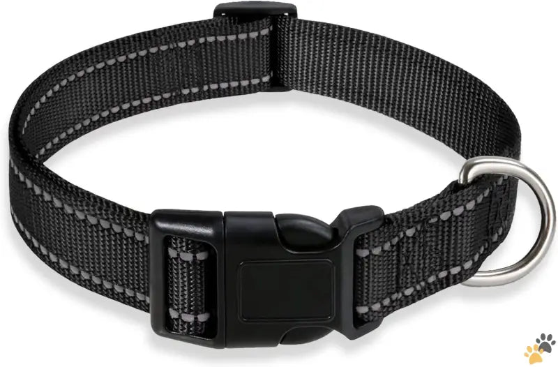 Soft Dog Collar for Large Dogs - Black / Medium:width 3/4’’,neck 12-18’’ - Reflective Dog Collar with Buckle