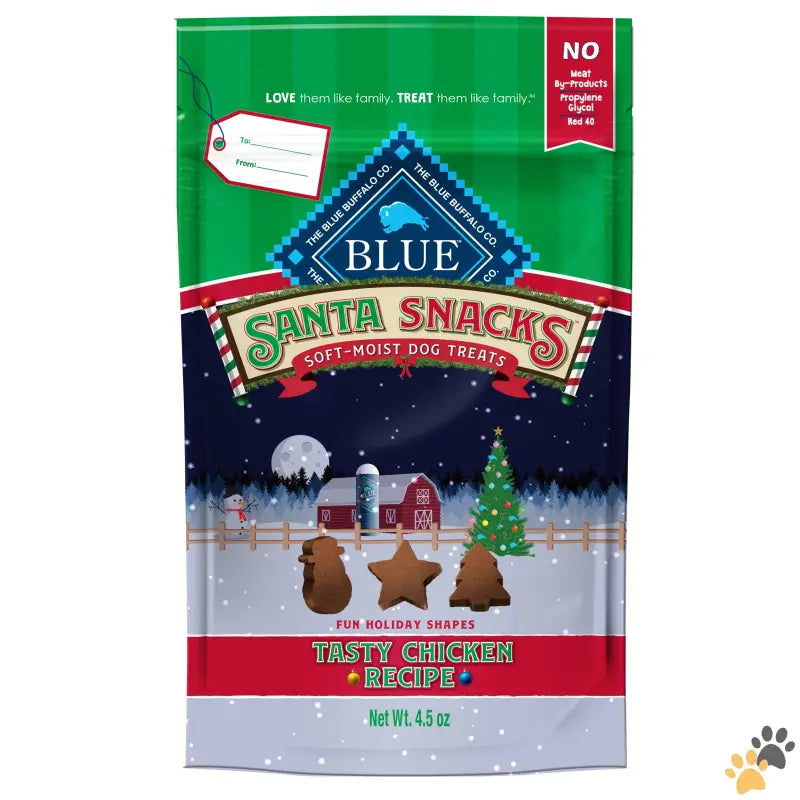 Blue Santa Snacks Dog Treats - 1 - Santa Snacks Soft-moist Holiday Dog Bits for Training Chicken 4.5-oz. Bag