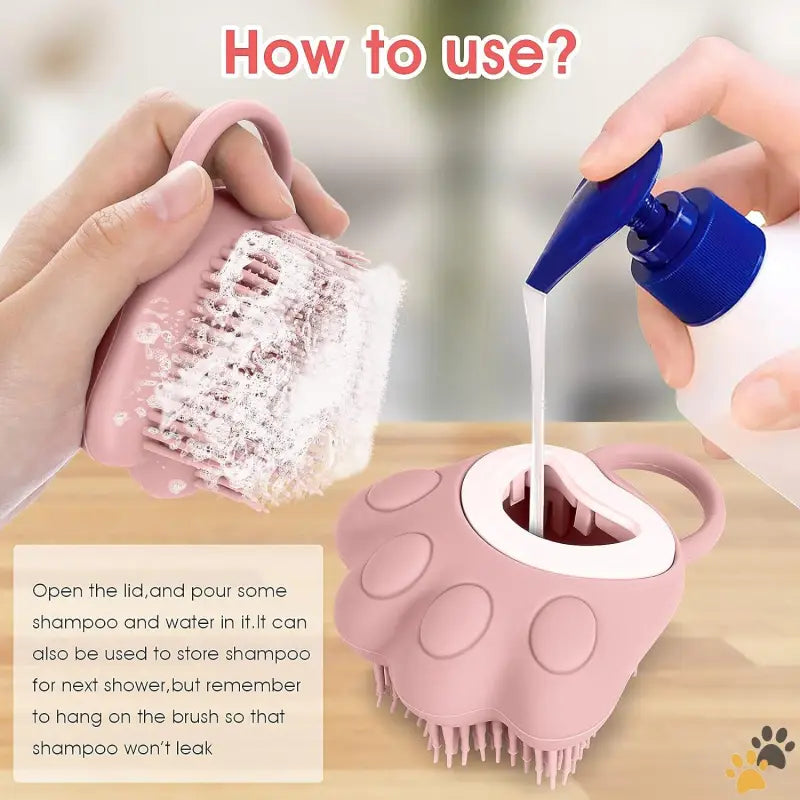 Silicone Rubber Pet Massage Brush - Pink - Silicone Rubber Dog Cat Grooming Massage Brush - Hair Fur Cleaning with Soft