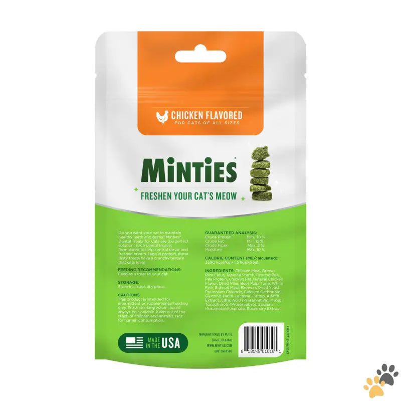 Minties Dental Cat Treats - Teeth Cleaner Dental Cat Treats Chicken Flavored 2.5 Oz