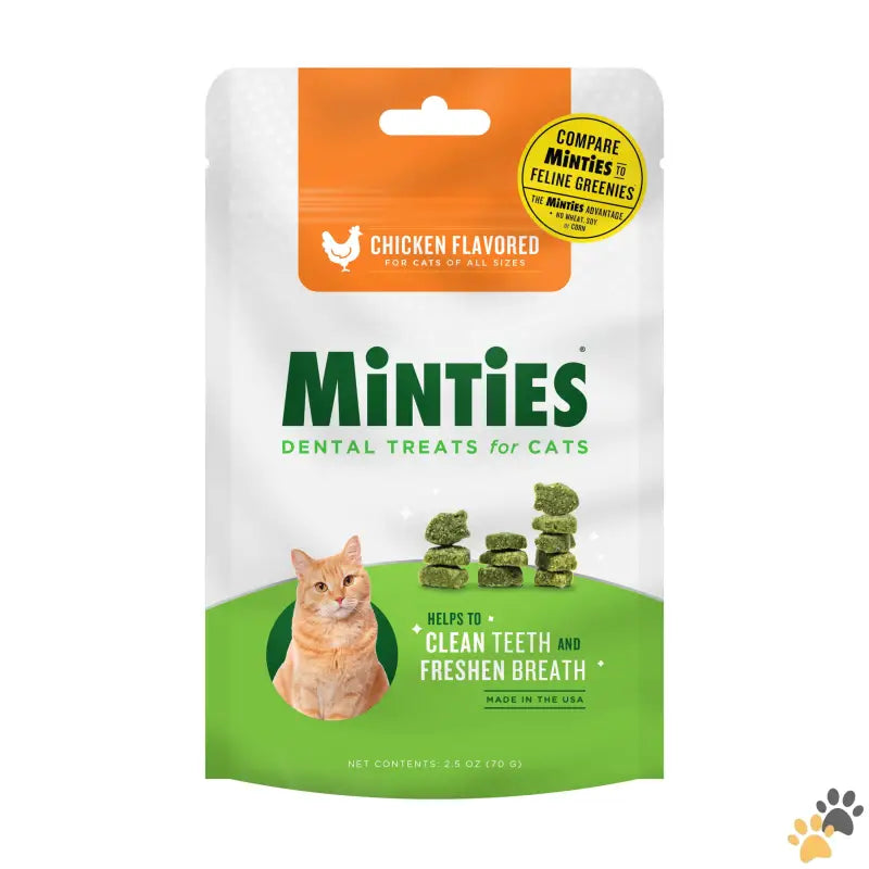 Minties Dental Cat Treats - Teeth Cleaner Dental Cat Treats Chicken Flavored 2.5 Oz