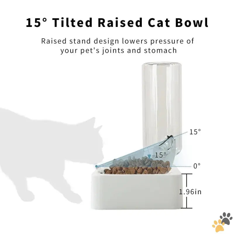 Marchul Tilted Cat Food Bowl - Cat Bowl with Mat - Tilted Cat Food Bowl with Feeding Mat for Food and Water Food