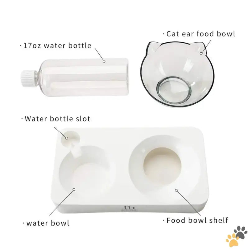 Marchul Tilted Cat Food Bowl - Cat Bowl with Mat - Tilted Cat Food Bowl with Feeding Mat for Food and Water Food