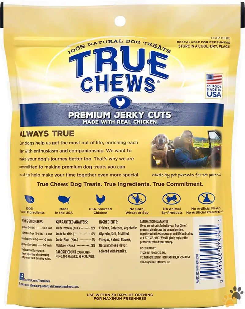 True Chews Jerky Dog Treats - Chicken / 4 Ounce (pack of 1) - True Chews Jerky Cuts Natural Dog Treats Chicken 4 Oz Bag.