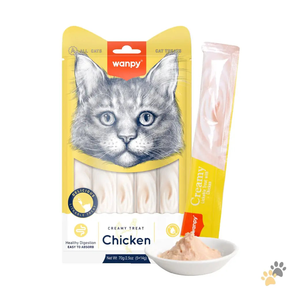 Wanpy Creamy Treats for Cats - Chicken Jerky & Codfish Sandwiches - Cat Food