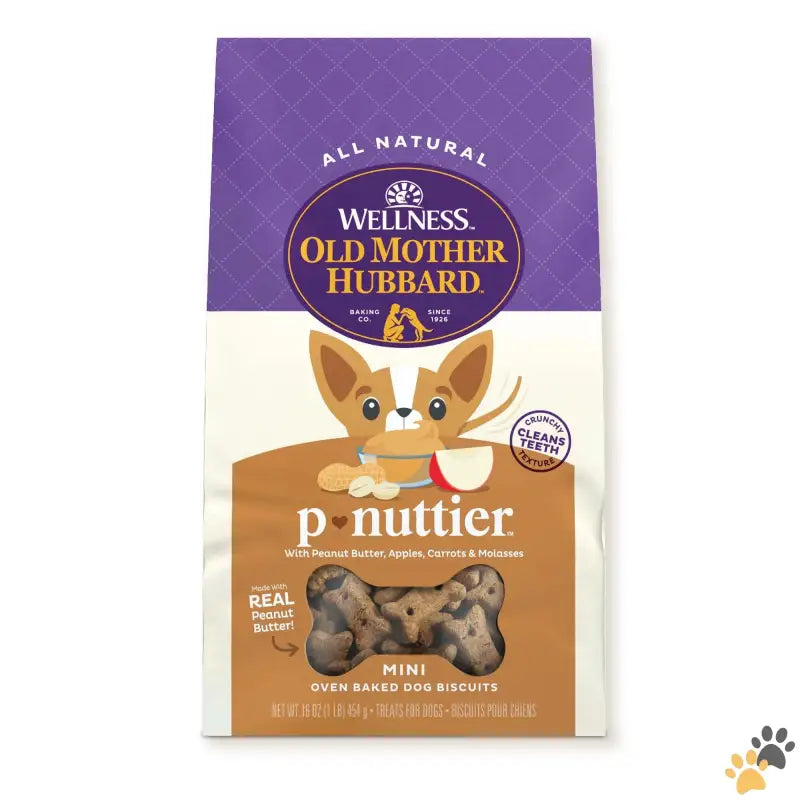 Old Mother Hubbard Baked Biscuit Treats - Wellness Classic P-nuttier Baked Biscuit Treats for Dogs Mini 16 Ounce Bag