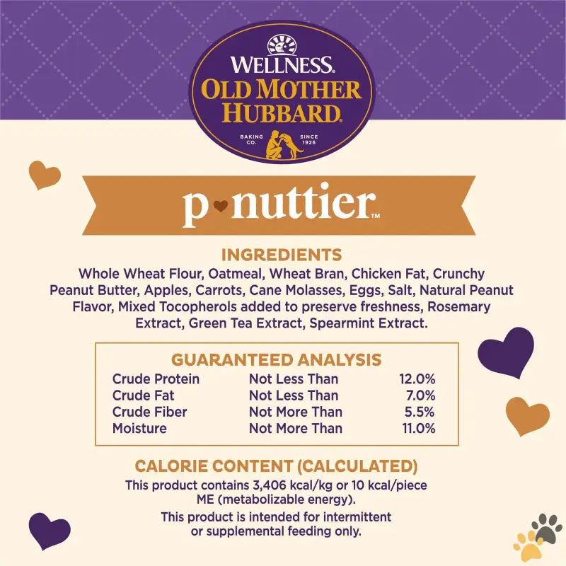 Old Mother Hubbard Baked Biscuit Treats - Wellness Classic P-nuttier Baked Biscuit Treats for Dogs Mini 16 Ounce Bag