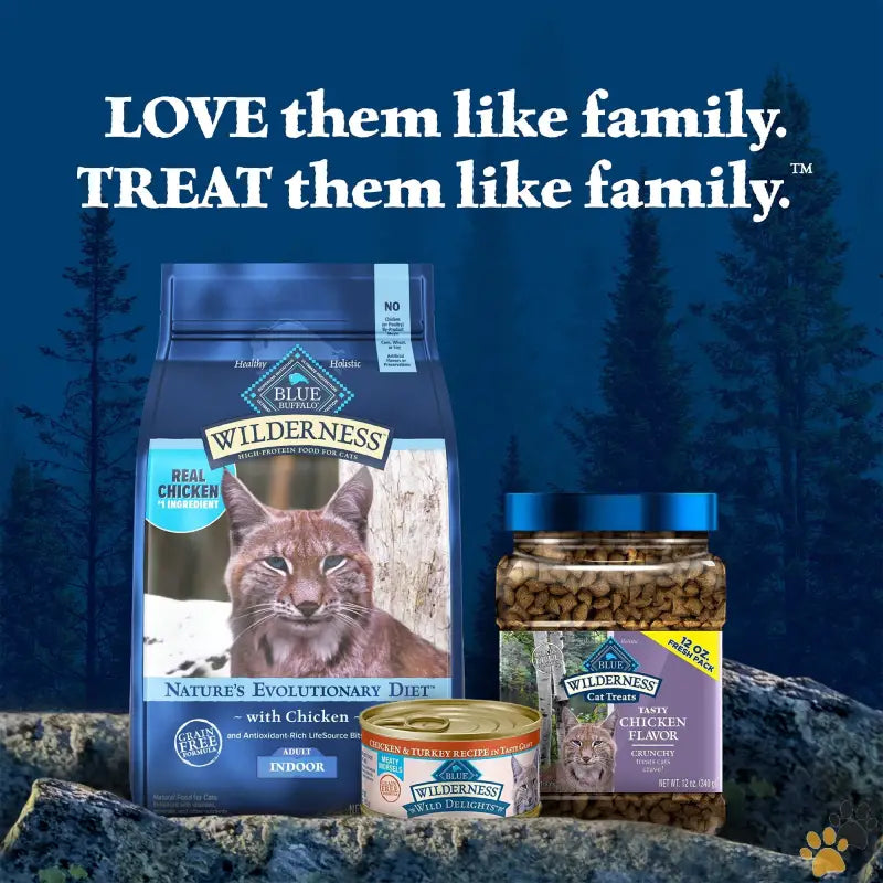 Blue Wilderness Crunchy Dry Cat Treats - Wilderness Crunchy Dry Cat Treats Natural & Grain-free Chicken 12-oz. Tub.