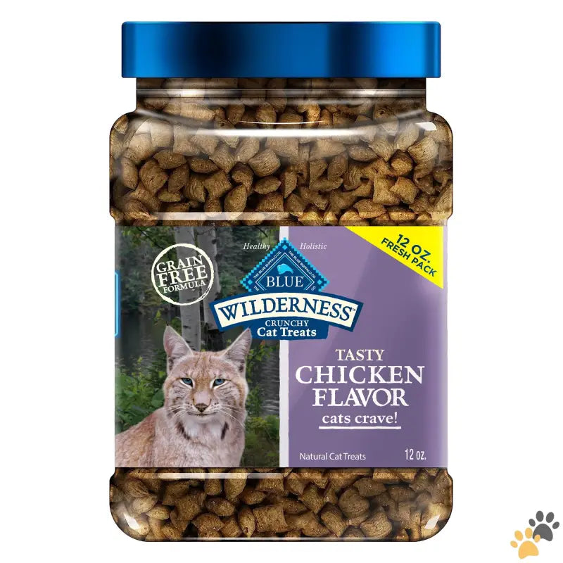 Blue Wilderness Crunchy Dry Cat Treats - Wilderness Crunchy Dry Cat Treats Natural & Grain-free Chicken 12-oz. Tub.