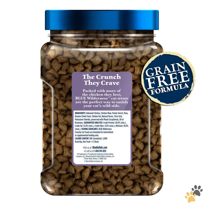 Blue Wilderness Crunchy Dry Cat Treats - Wilderness Crunchy Dry Cat Treats Natural & Grain-free Chicken 12-oz. Tub.