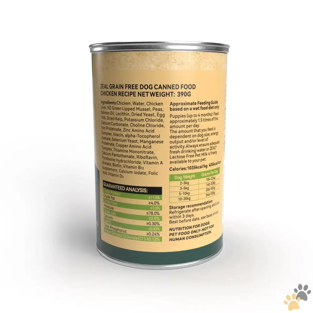 Zeal Grain Free Canned Dog Food 390g – (chichken Recipe) - 390g - Dog Food